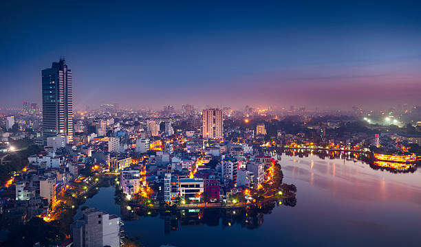 View over Hanoi at twilight.